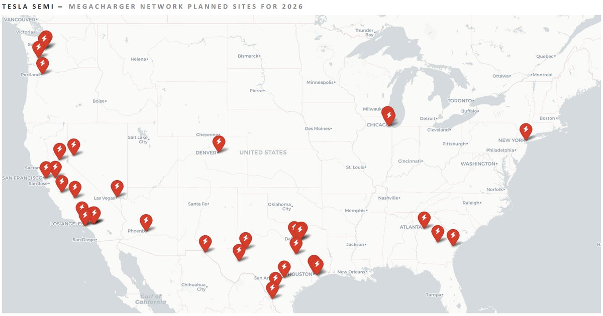 Tesla Builds Nationwide Megawatt Network For Semi Fleets