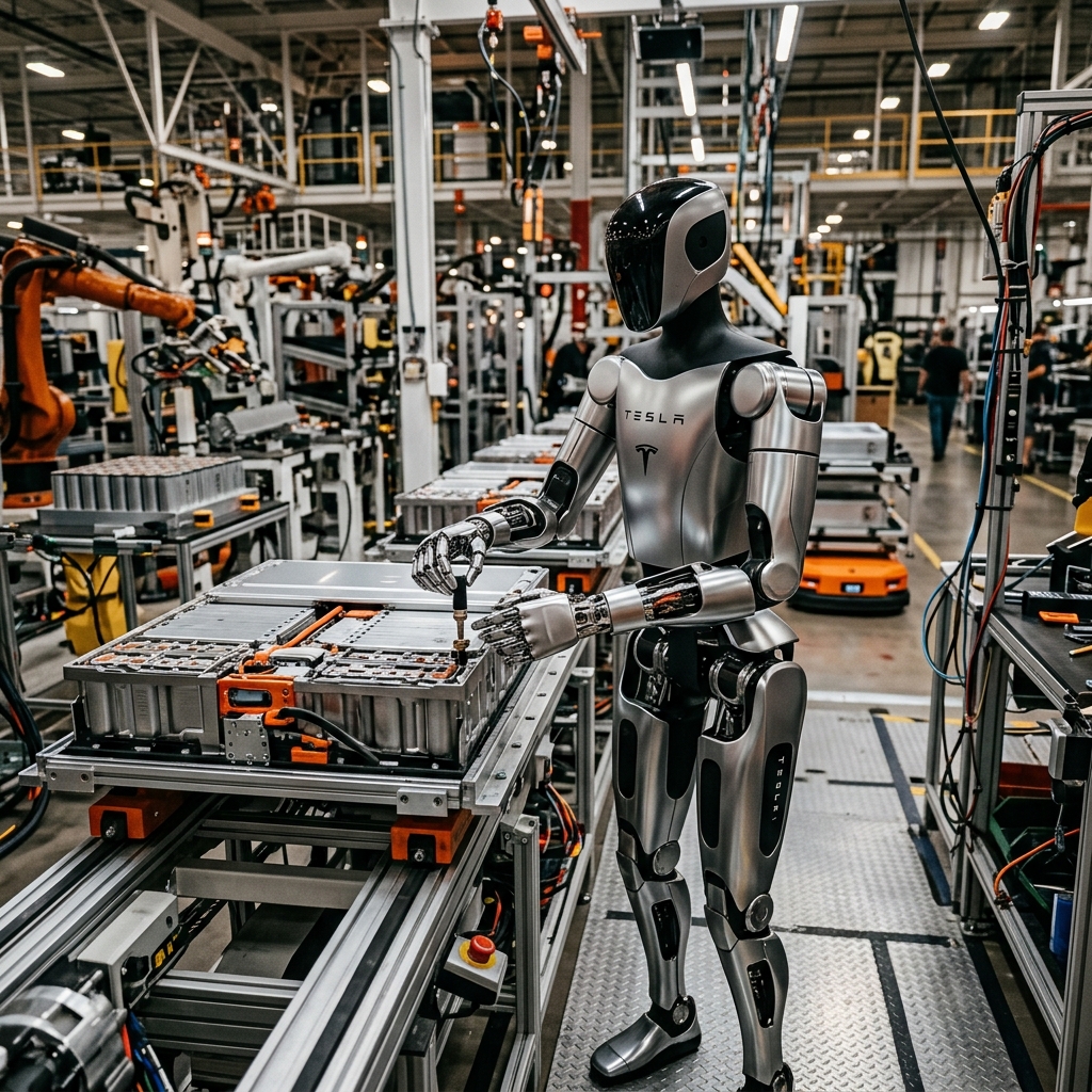 Inside Tesla Optimus Humanoid Robot Factory Assembly Training